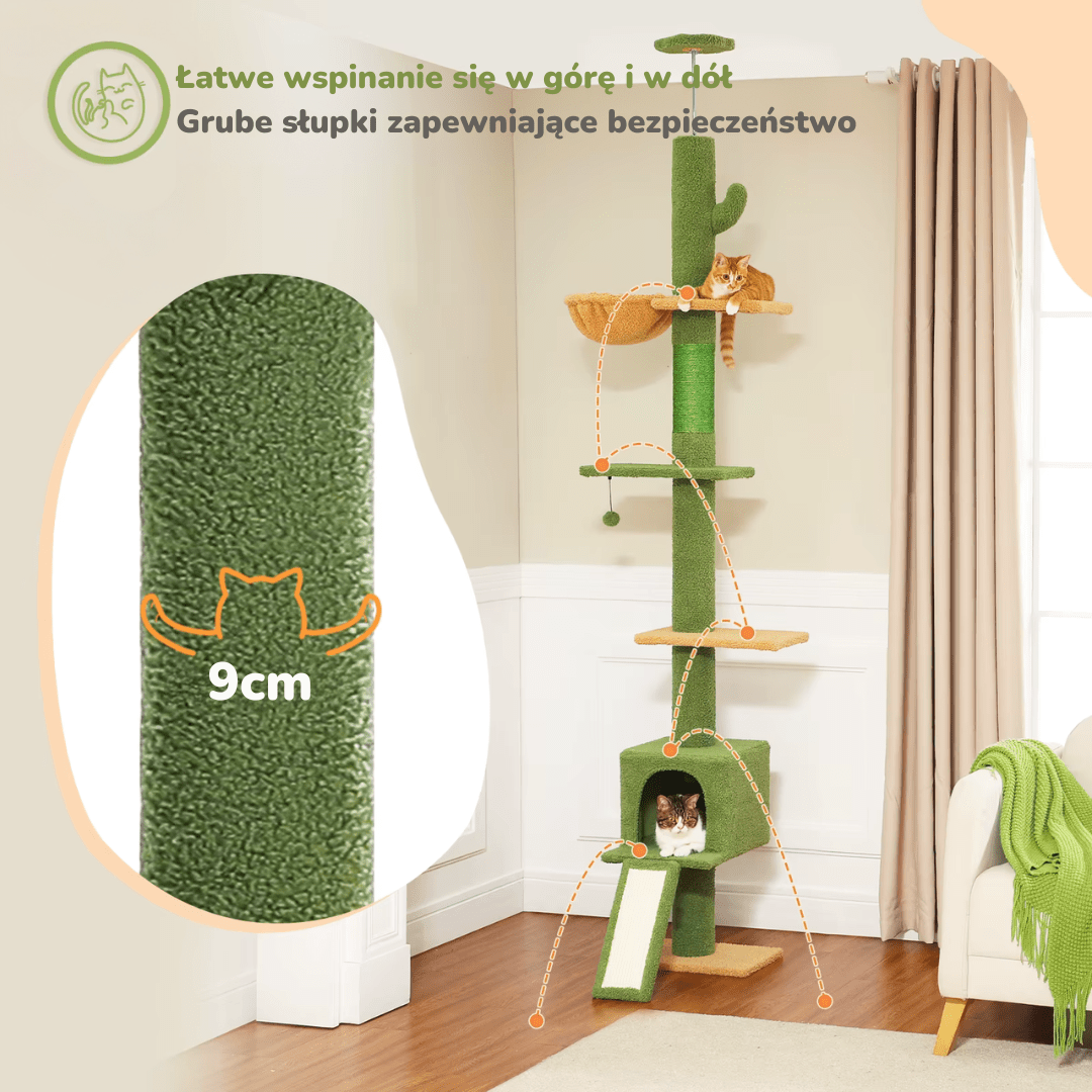 Drapak Dla Kota Do Sufitu 210-274cm 5-Poziomowy | Akcesoria Kota