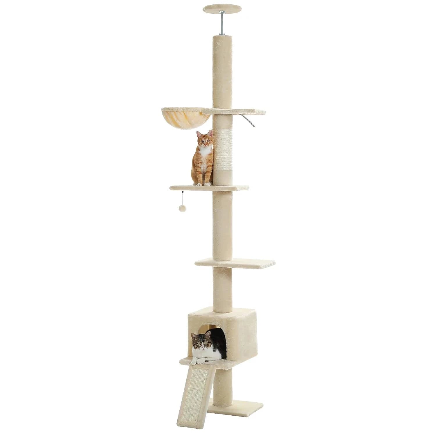 Drapak Dla Kota Do Sufitu 210-274cm 5-Poziomowy | Akcesoria Kota Beżowy