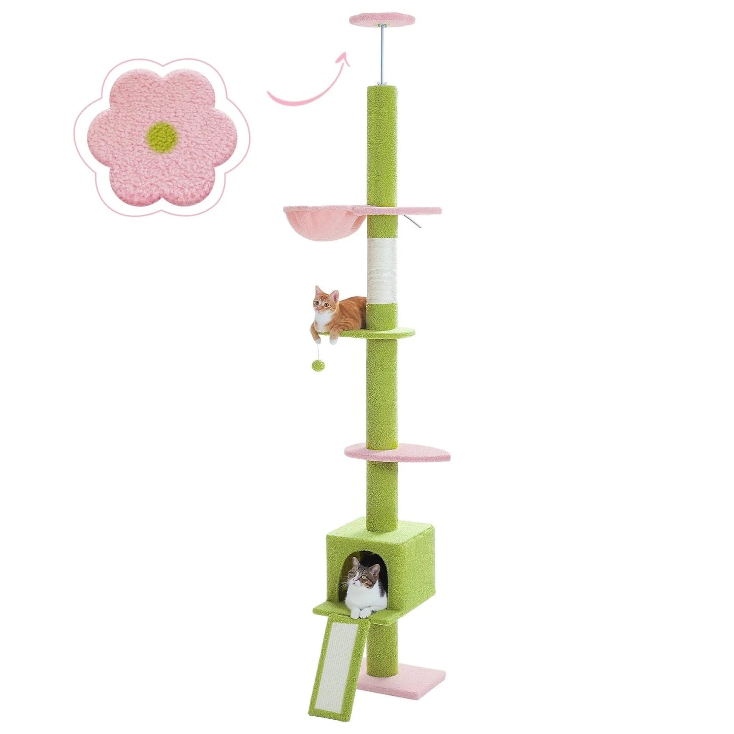Drapak Dla Kota Do Sufitu 210-274cm 5-Poziomowy | Akcesoria Kota Różowy